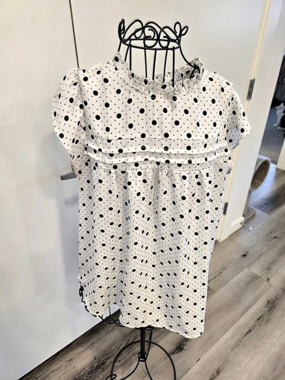 SWEET RAIN Polka Dot Mini Dress White & Black Size 1X Like New
